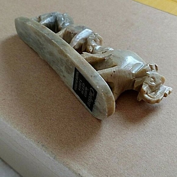 Chelsea Elephants Three in Row Antique Vintage Handcarved Marble Made in India - Picture 10 of 13